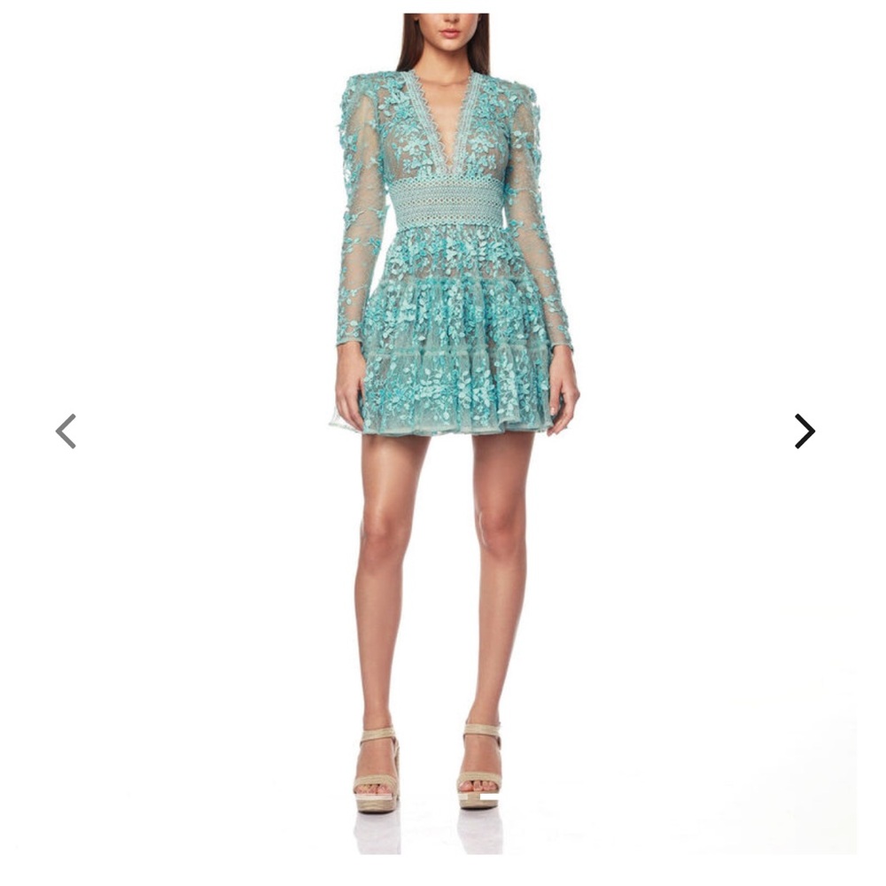 Bronx and Banco Mint Lace Dress with Gold Zipper